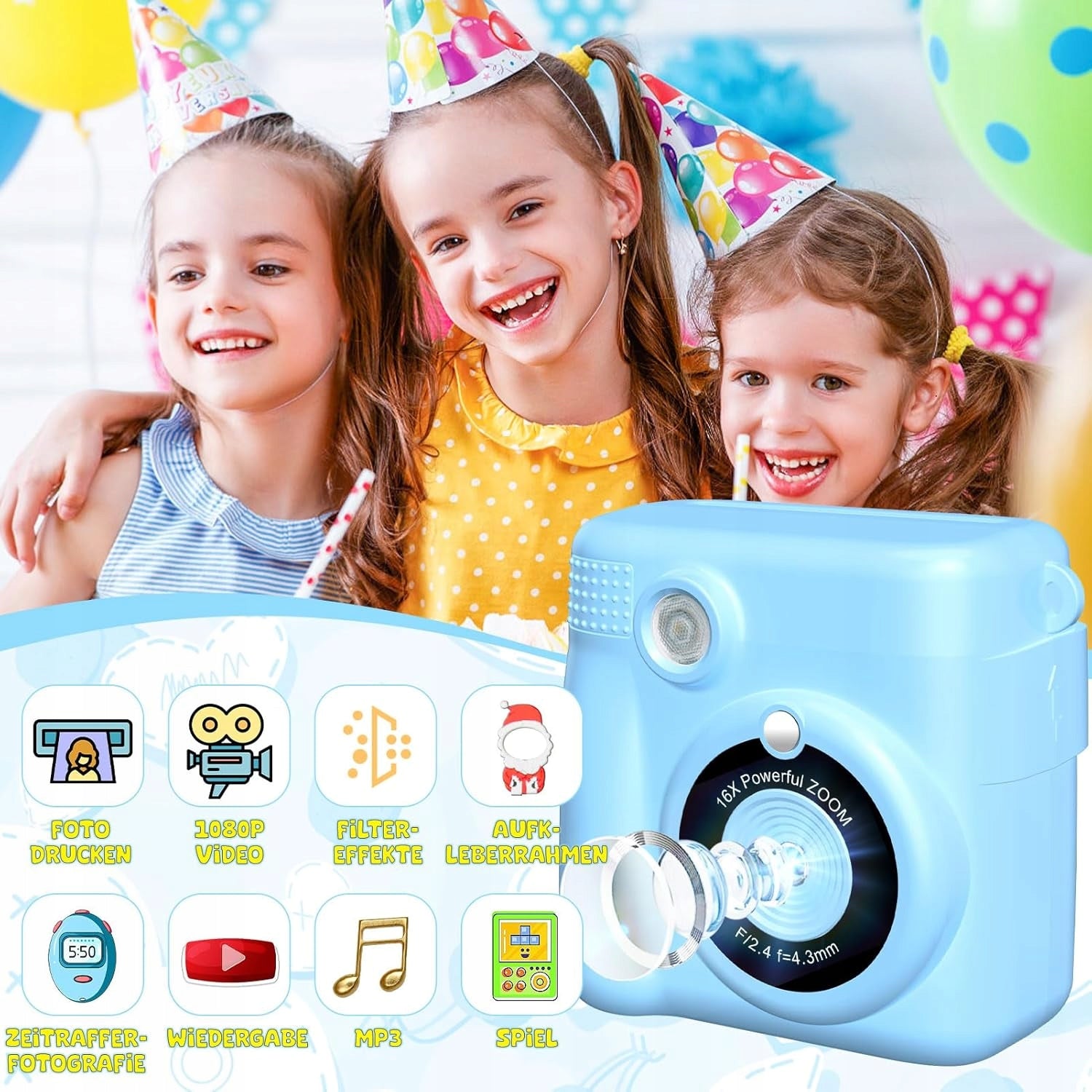 YIKANWEN Digit Instant Camera for Kids 1080P 32GB SET Packaging status original