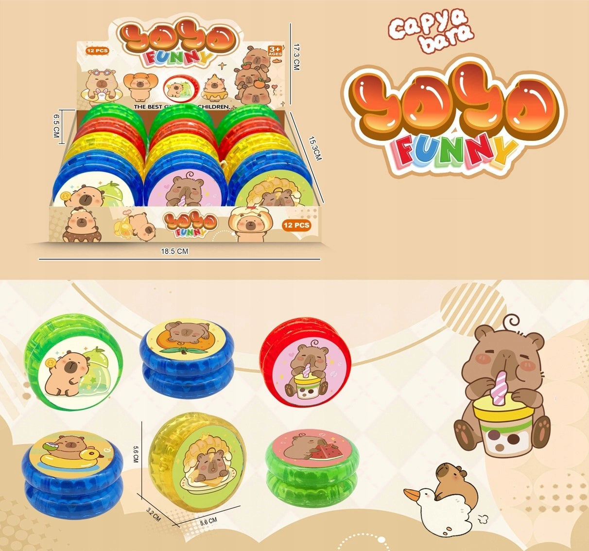 YO KAPIBARA YO YO WITH LIGHT GLOWING ANIMAL ARCADE GAME Packaging status original