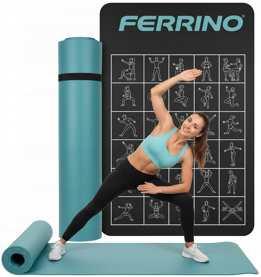 YOGA EXERCISE MAT 186x61cm - TRAINING FITNESS HANDLE THICK GYMNASTICS