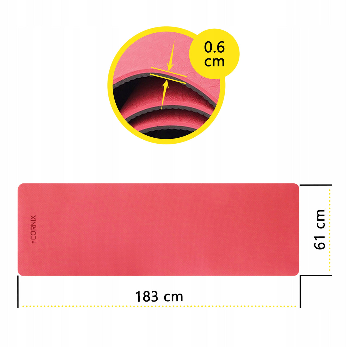 YOGA EXERCISE MAT CORNIX TPE 6mm NON-SLIP + FITNESS COVER Packaging status original