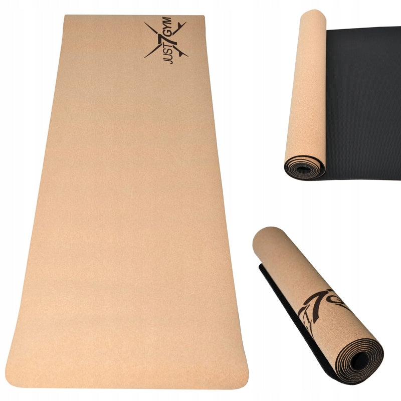 YOGA EXERCISE MAT FITNESS CORK NON-SLIP PILATES JUST7GYM