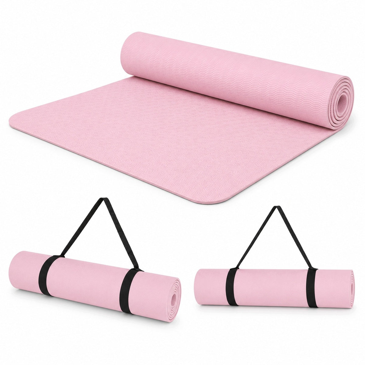 YOGA EXERCISE MAT FITNESS TRAINING GYMNASTICS SOLID HANDLE FOAM