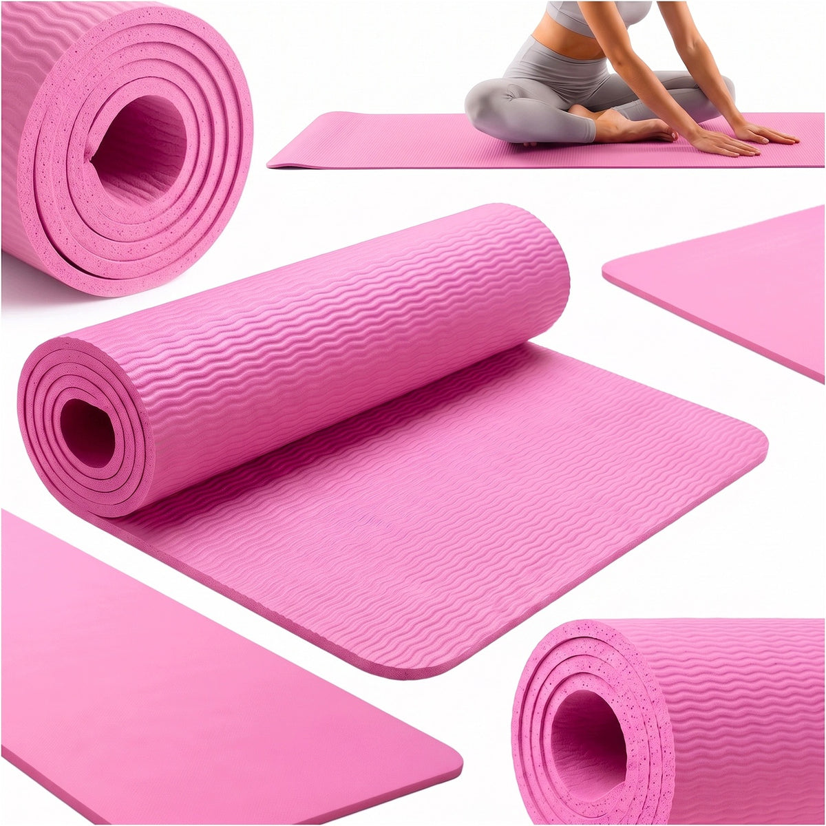 YOGA EXERCISE MAT GYMNASTIC FOAM TRAINING THICK PINK 170X60CM