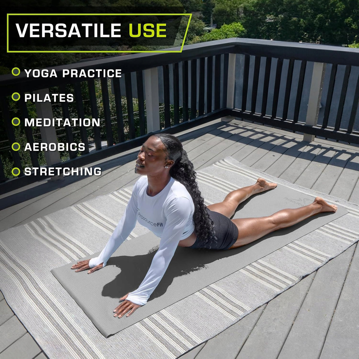 YOGA EXERCISE MAT PILATES TRAINING PROSOURCEFIT 183x61x0,3CM GREY PVC Manufacturer code PROSOURCEFIT 183x61x0,3CM