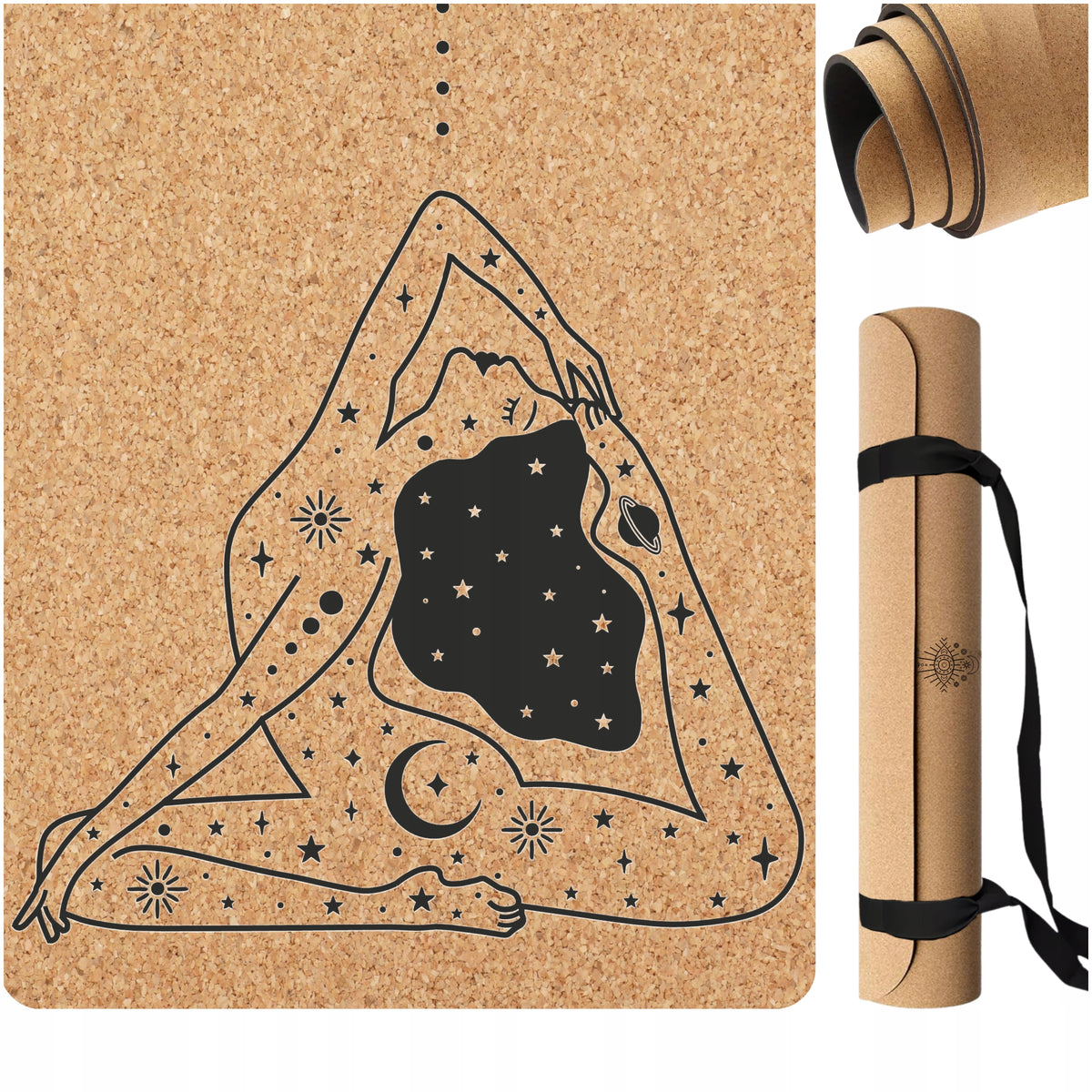 YOGA MAT CORK NON-SLIP WITH PATTERN WOMAN FOR EXERCISE RUBBER
