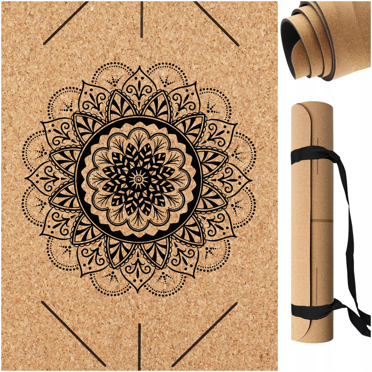 YOGA MAT CORK TPE NON-SLIP WITH PATTERN FOR EXERCISE COMFORTABLE