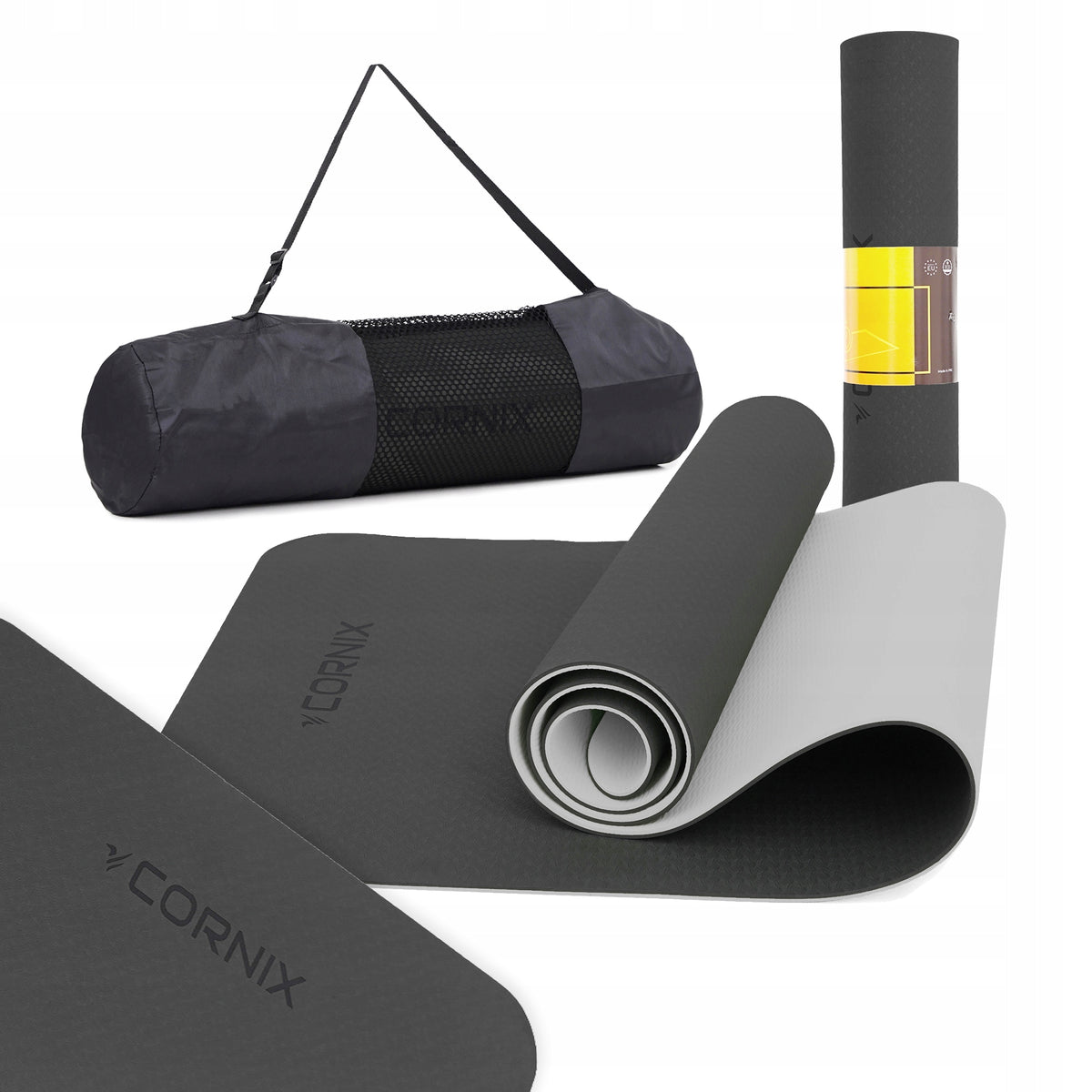 YOGA MAT CORNIX TPE 6 MM NON-SLIP + FITNESS COVER