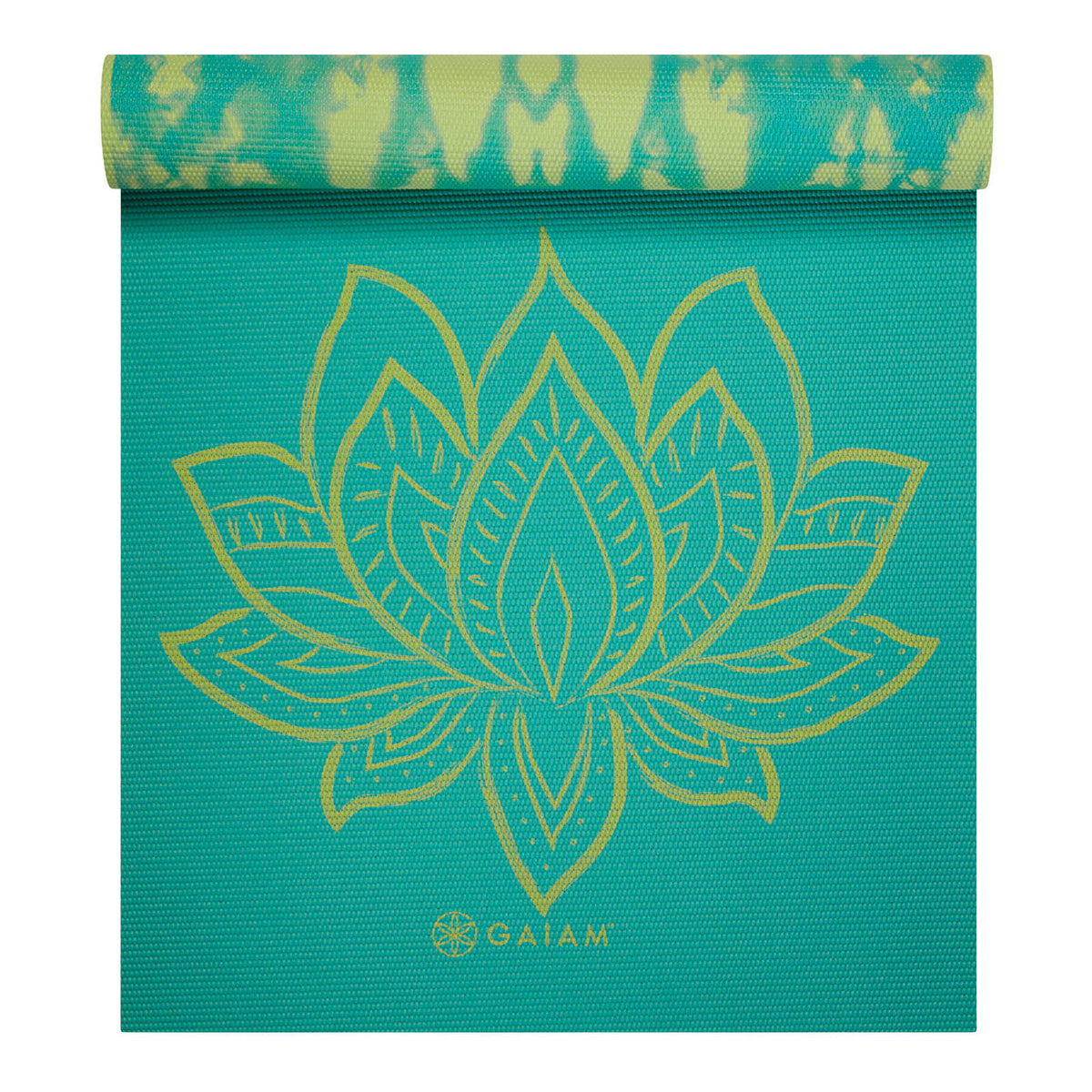 YOGA MAT DOUBLE-SIDED TURQUOISE LOTUS 6 MM GAIAM Color blue