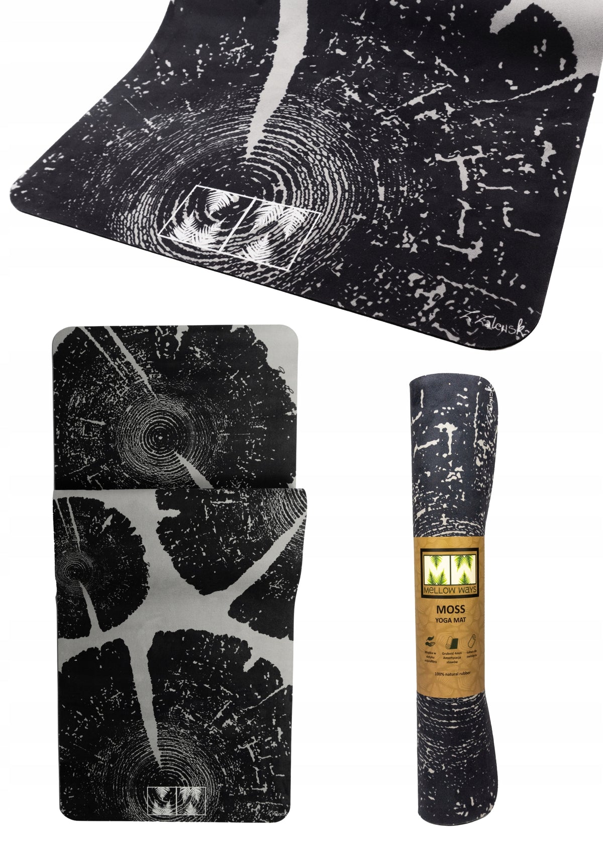 YOGA MAT EXERCISE FITNESS RUBBER MICROFIBER BLACK MELLOW WAYS