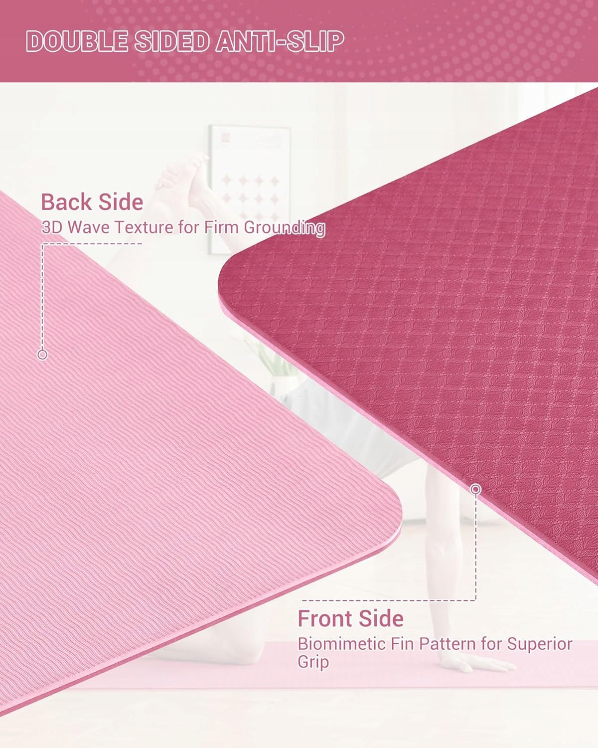 YOGA MAT GYMNASTIC FITNESS NON-SLIP 183X61 CM WITH STRAP Length 0.6 cm