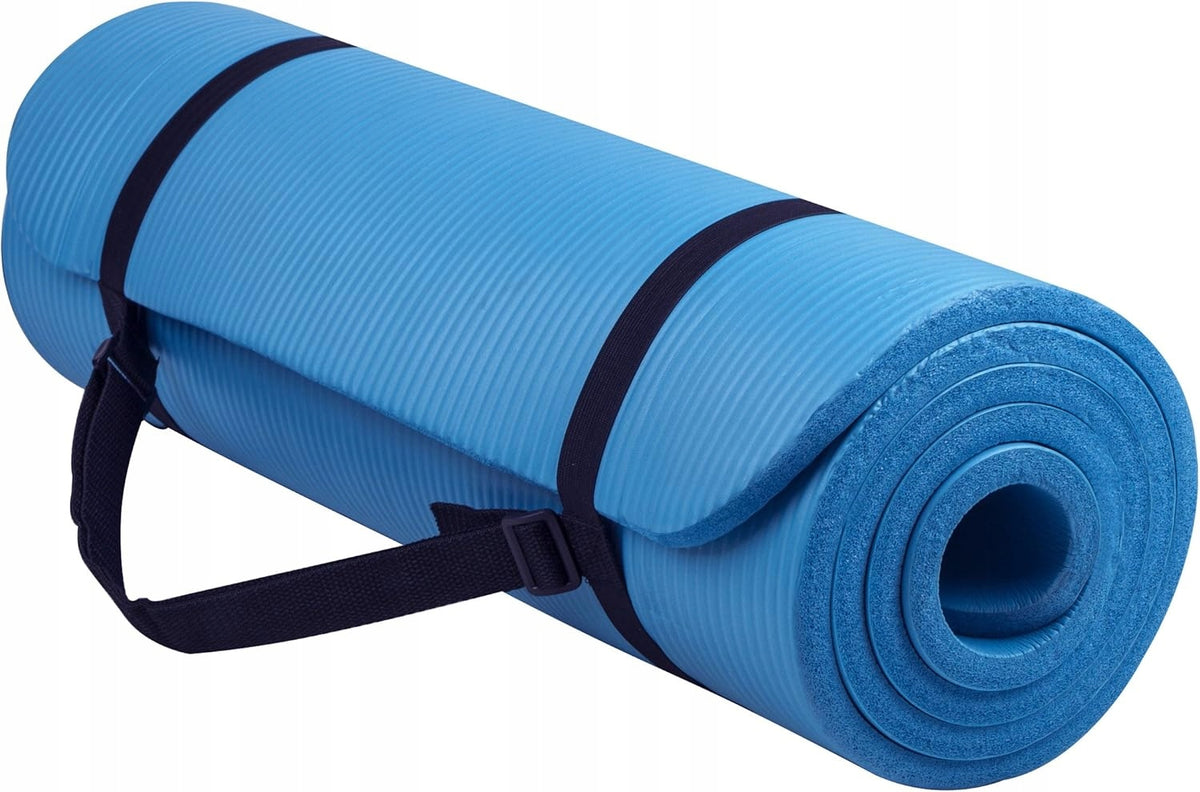 YOGA MAT THICK 180×61×1,2 CM NON-SLIP FOAM WITH STRAP Color blue