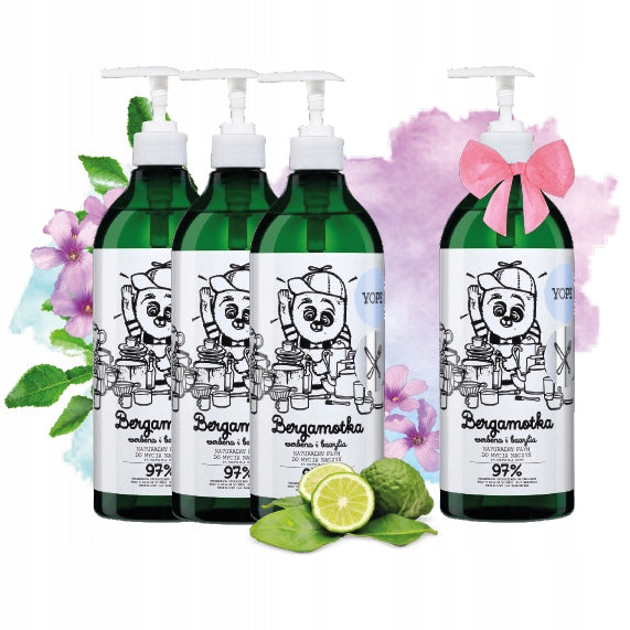 YOPE Dishwashing liquid BERGAMOT 750ml 3 pcs. +1