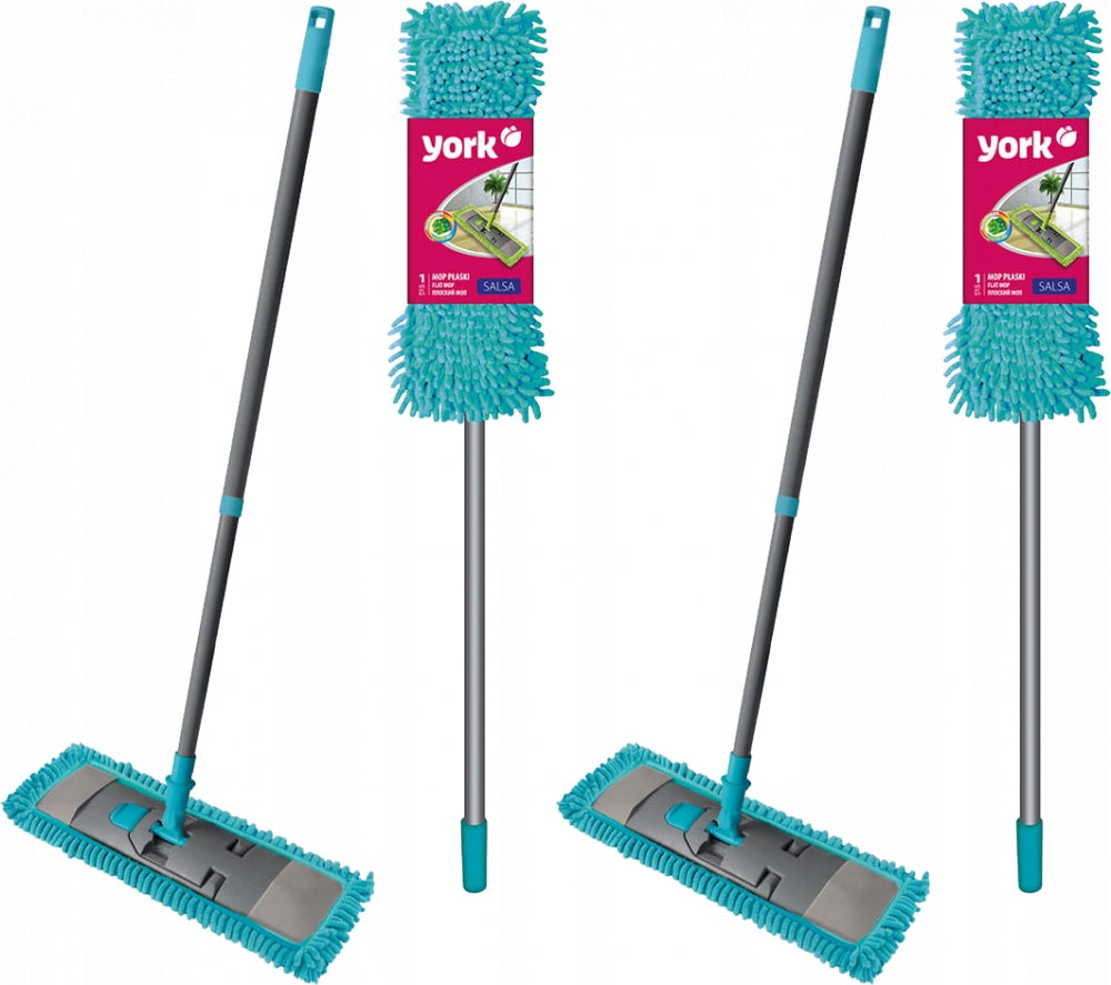 YORK MOP flat SALSA microfiber TELESCOPIC stick x2