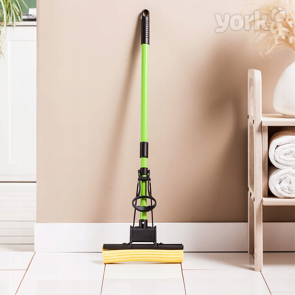 YORK Sponge Mop Yellow Telescopic Stick Squeezed Absorbent Mop with Sponge Brand York