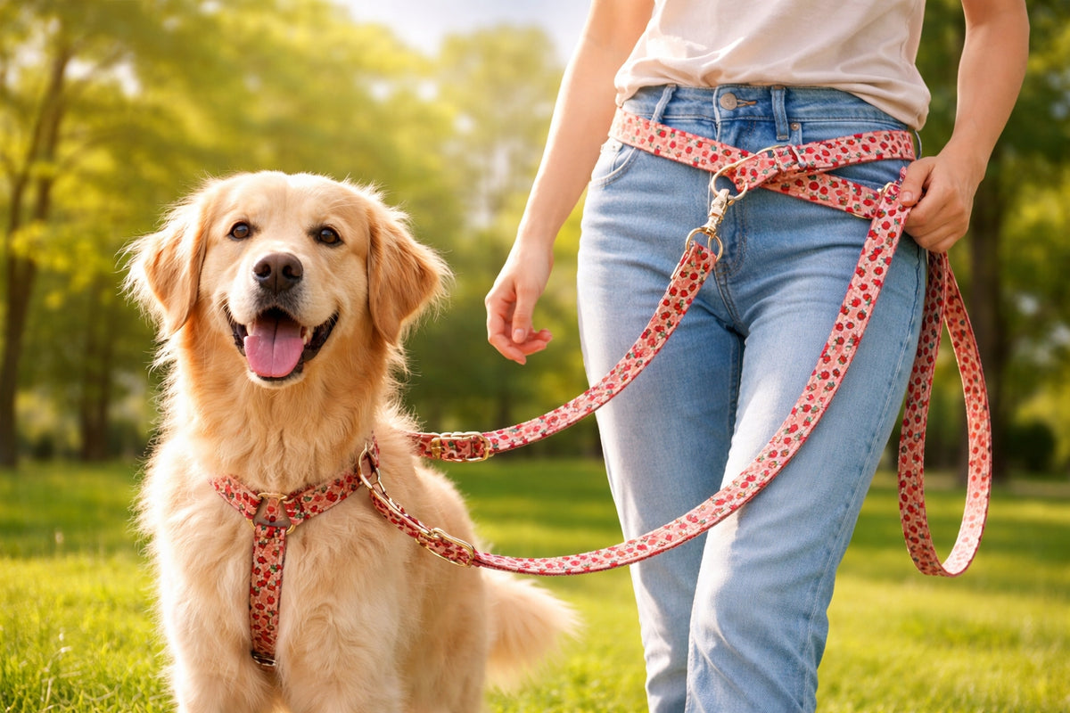 YOURDOG DOG LEASH ADJUSTABLE METAL HARDWARE GOLDEN ROSE Packaging status original