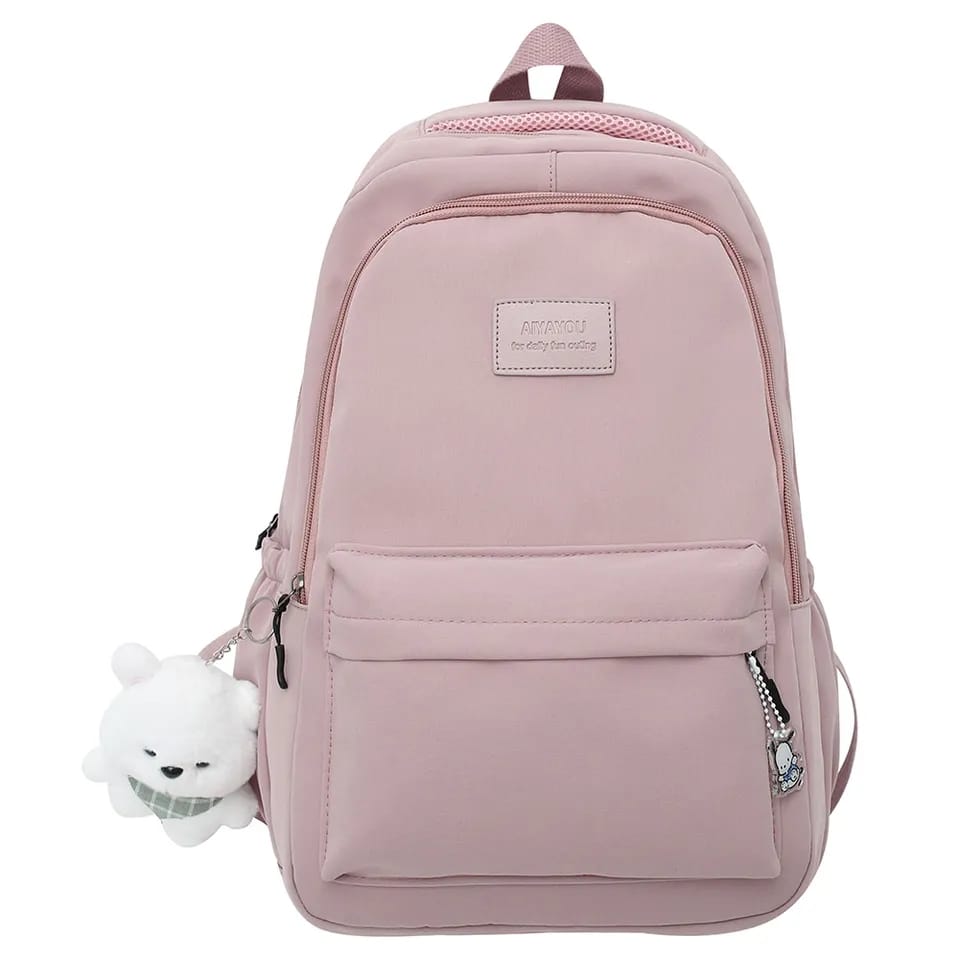 YOUTH BACKPACK LIGHT PINK SCHOOL KEYCHAIN BEAR