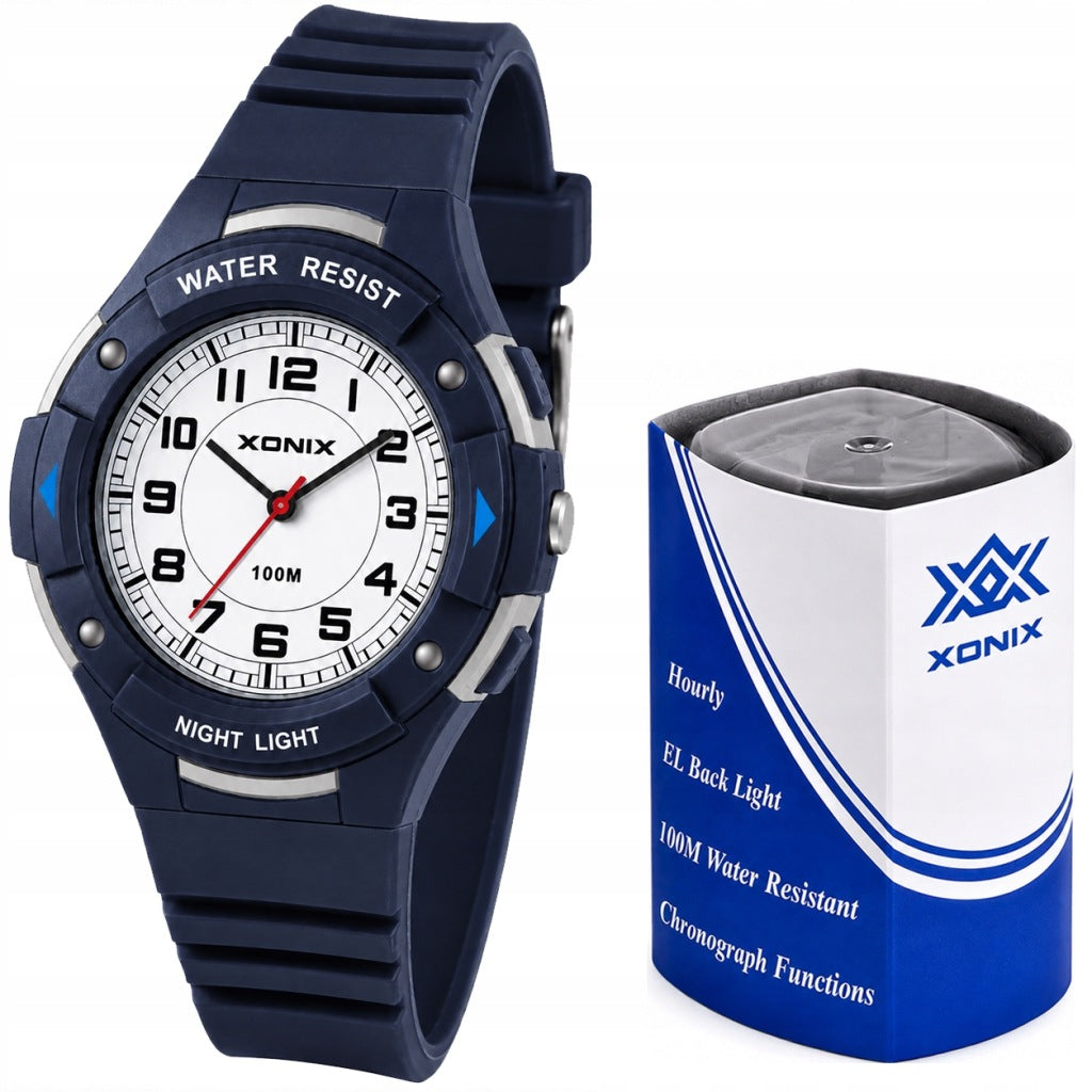YOUTH BOYS' WATCH XONIX Navy Blue Waterproof BACKLIGHT