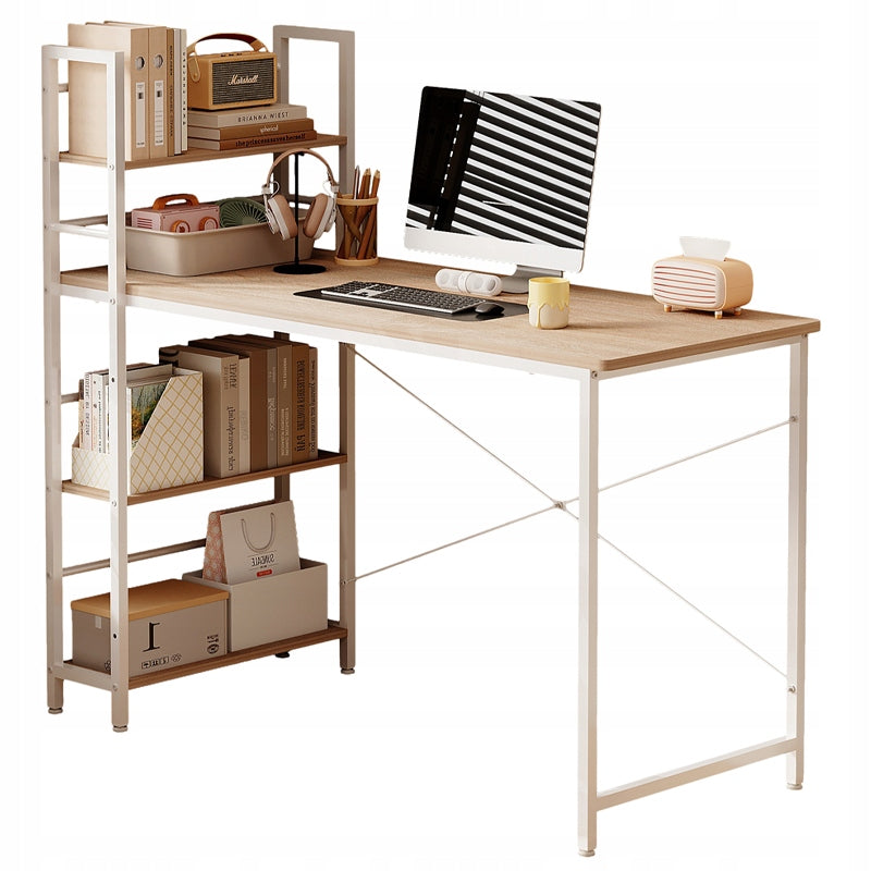 YOUTH DESK WITH BOOKCASE COMPUTER SHELVES LIGHT BROWN MODERN LOFT