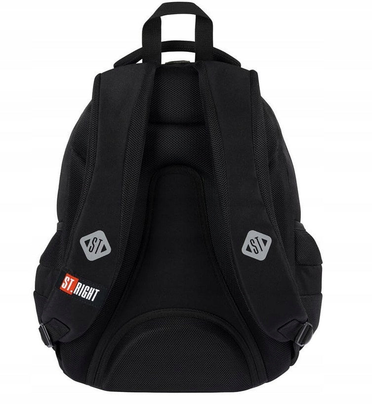 YOUTH SCHOOL BACKPACK 4 COMPARTMENTS ST.RIGHT BLACK WITH CHAIN X WHITE Manufacturer code 3398