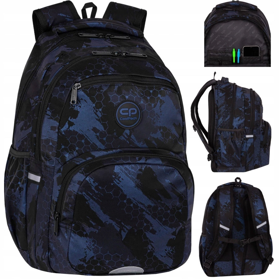 YOUTH SCHOOL BACKPACK COOLPACK CP LARGE ROOMY BLACK 3D