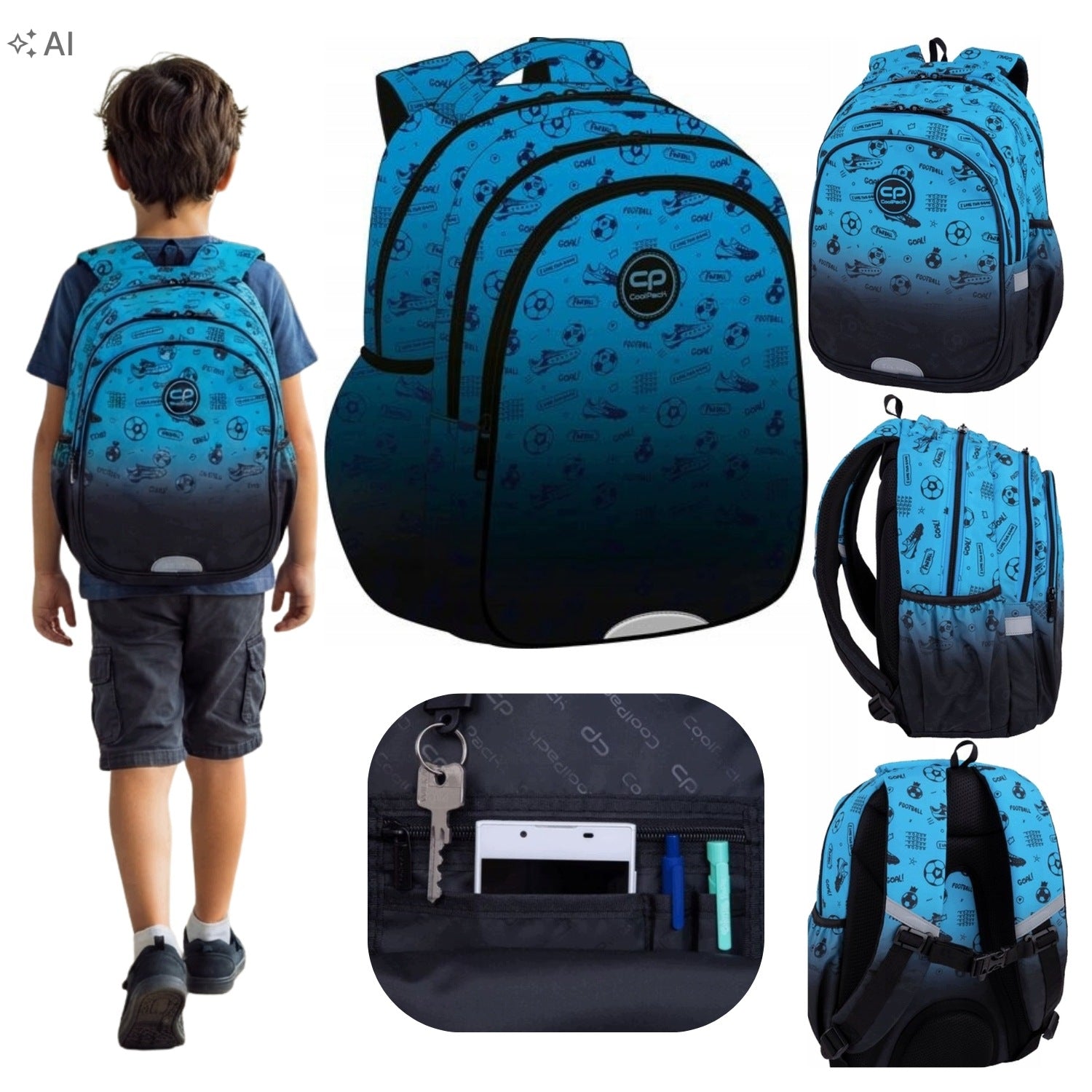 YOUTH SCHOOL BACKPACK FOR BOY COOLPACK JERRY 19L ROOMY ON