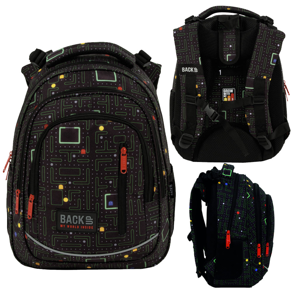 YOUTH SCHOOL BACKPACK FOR BOY MULTI-CHAMBER PACMAN 24L ROOMY