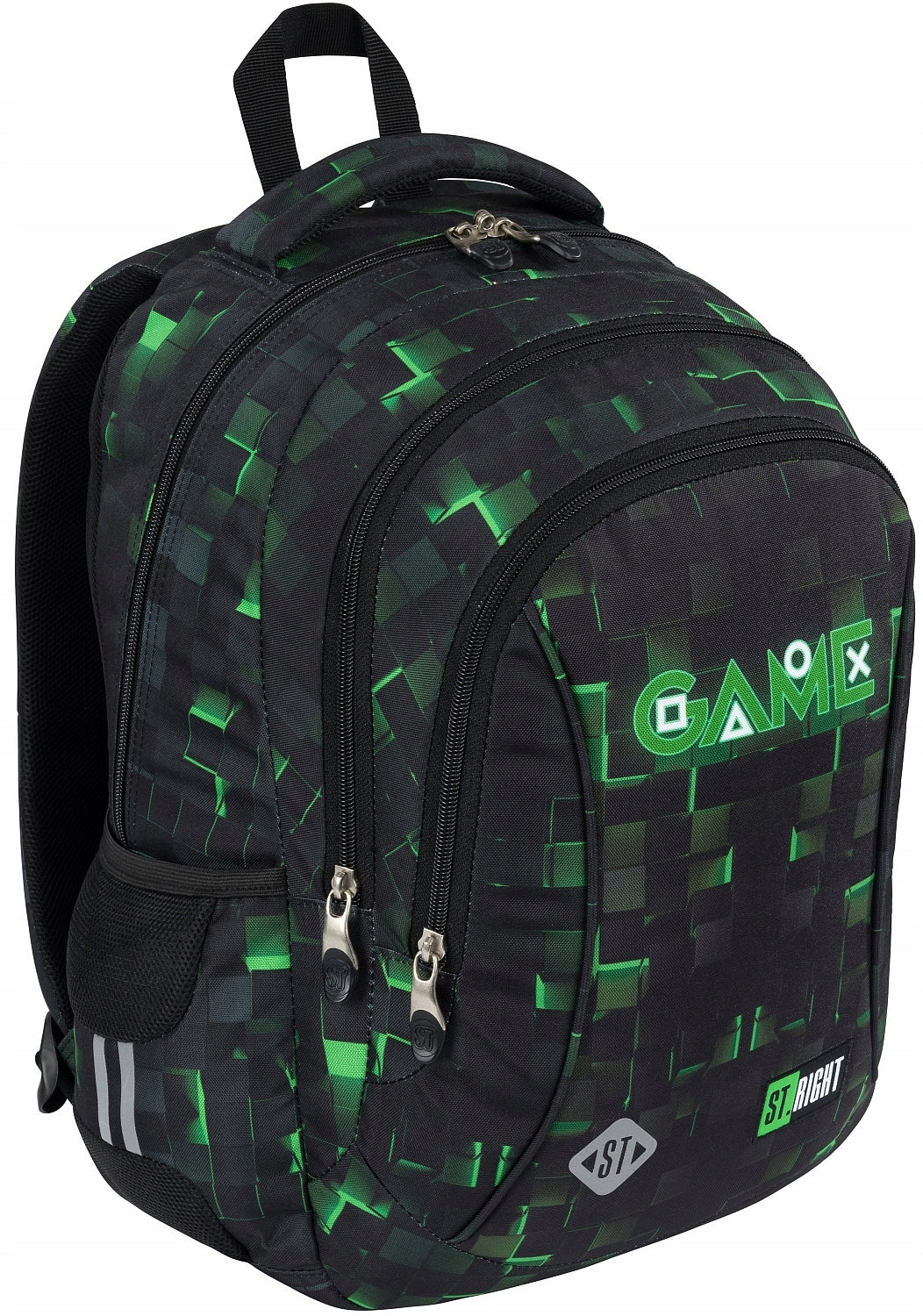 YOUTH SCHOOL BACKPACK FOR BOY PLAYER 3 compartments GREEN GAME ST.RIGHT Brand St.Right