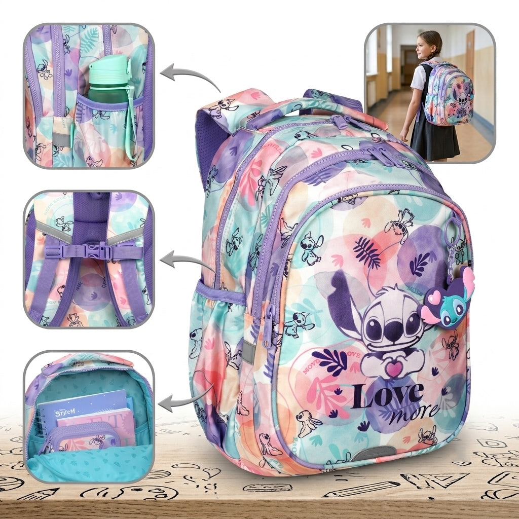 YOUTH SCHOOL BACKPACK FOR GIRLS CLASS 1-3 SATCHEL LILO&STITCH