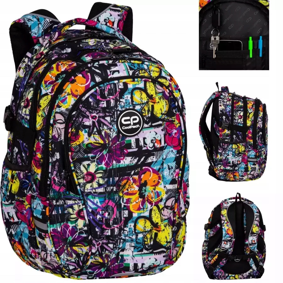 YOUTH SCHOOL BACKPACK FOR GIRLS FLOWERS COOLPACK CP FLOWER