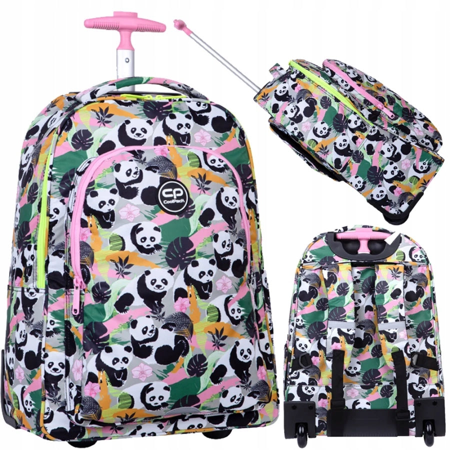 YOUTH SCHOOL BACKPACK FOR GIRLS ON WHEELS PANDA IN PANDAS