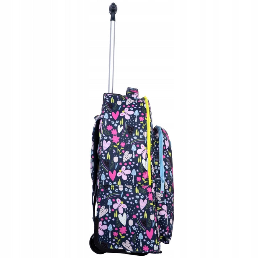YOUTH SCHOOL BACKPACK FOR GIRLS ON WHEELS WITH FLOWERS HEARTS EAN (GTIN) 5903686370458