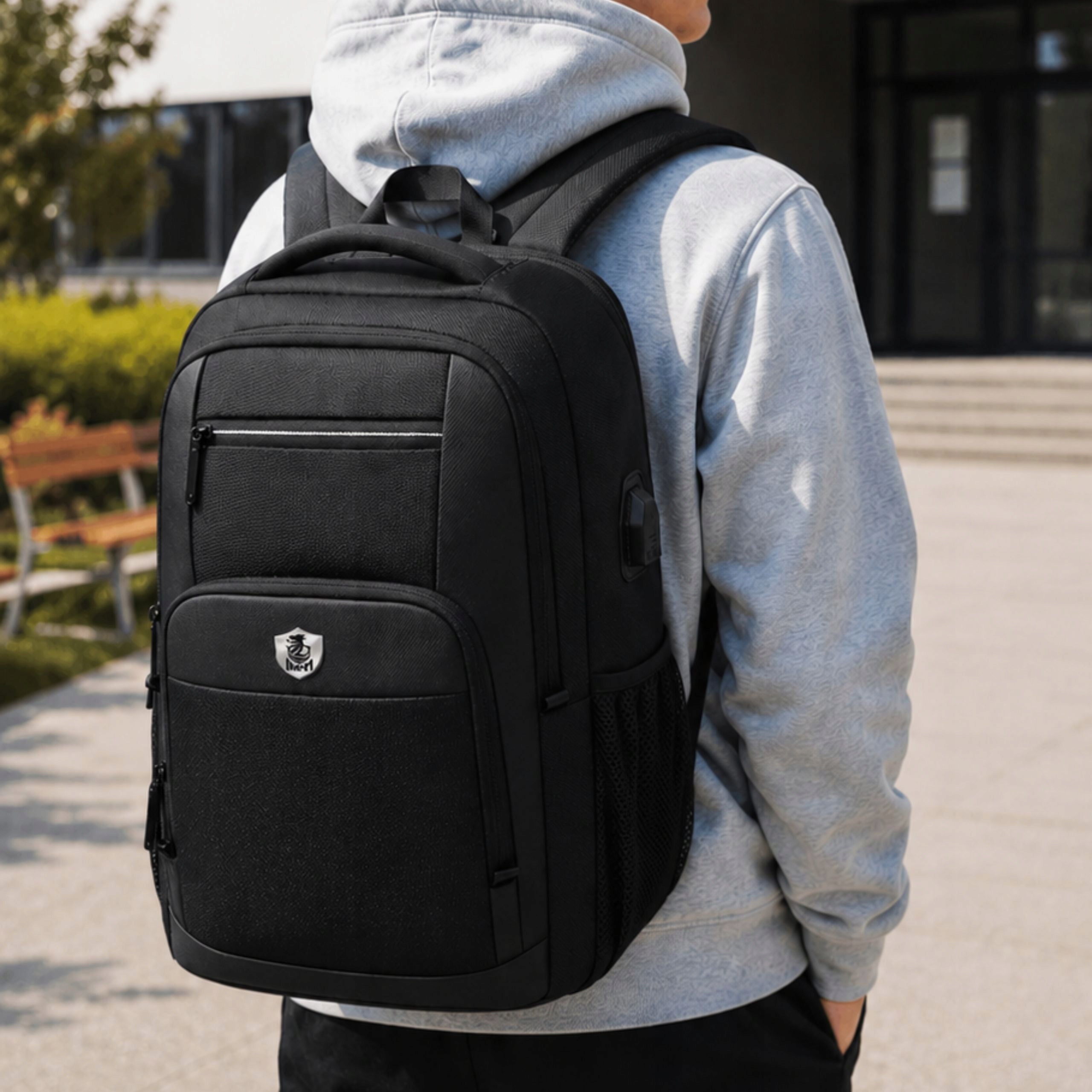 YOUTH SCHOOL BACKPACK FOR SCHOOL ROOMY WATERPROOF BLACK USB Brand Imiti