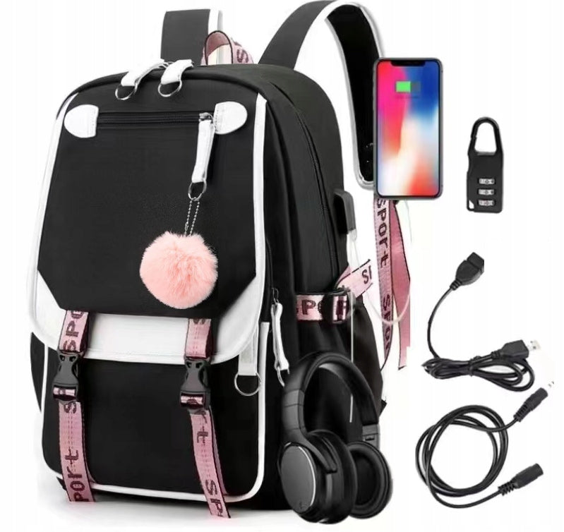 YOUTH SCHOOL BACKPACK FOR SCHOOL USB PADLOCK