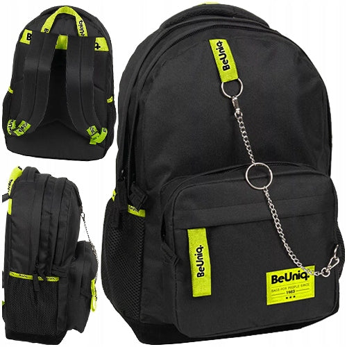 YOUTH SCHOOL BACKPACK PASO BEUNIQ URBAN BLACK NEON WITH CHAIN Brand Paso