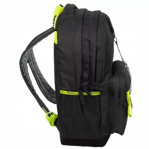 YOUTH SCHOOL BACKPACK PASO BEUNIQ URBAN BLACK NEON WITH CHAIN EAN (GTIN) 5903162104959