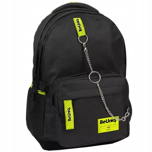 YOUTH SCHOOL BACKPACK PASO BEUNIQ URBAN BLACK NEON WITH CHAIN