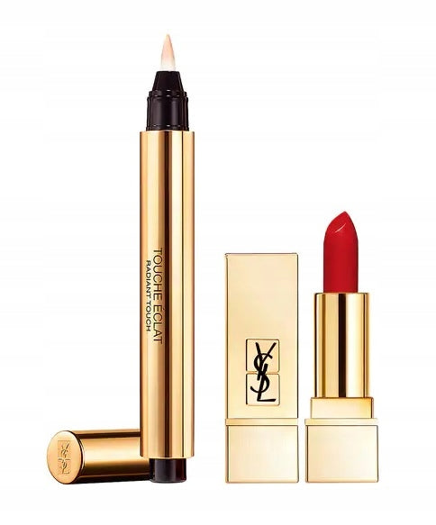 Set Yves Saint Laurent: Touche Eclat Radiant Touch 2,5 ml + Lippenstift Rouge Pur Couture 1,3 g 