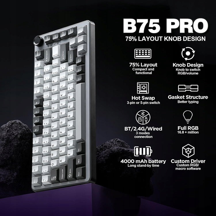 YUNZII B75 PRO WIRELESS MECHANICAL KEYBOARD RGB Manufacturer code 6135948203658