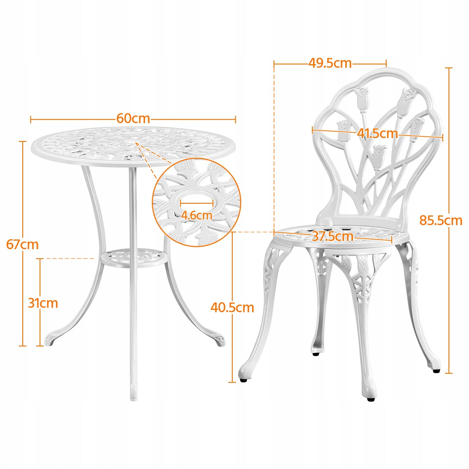 Yaheetech 3-Piece Patio Table Set, 2 Chair 1 White Table Manufacturer Yaheetech