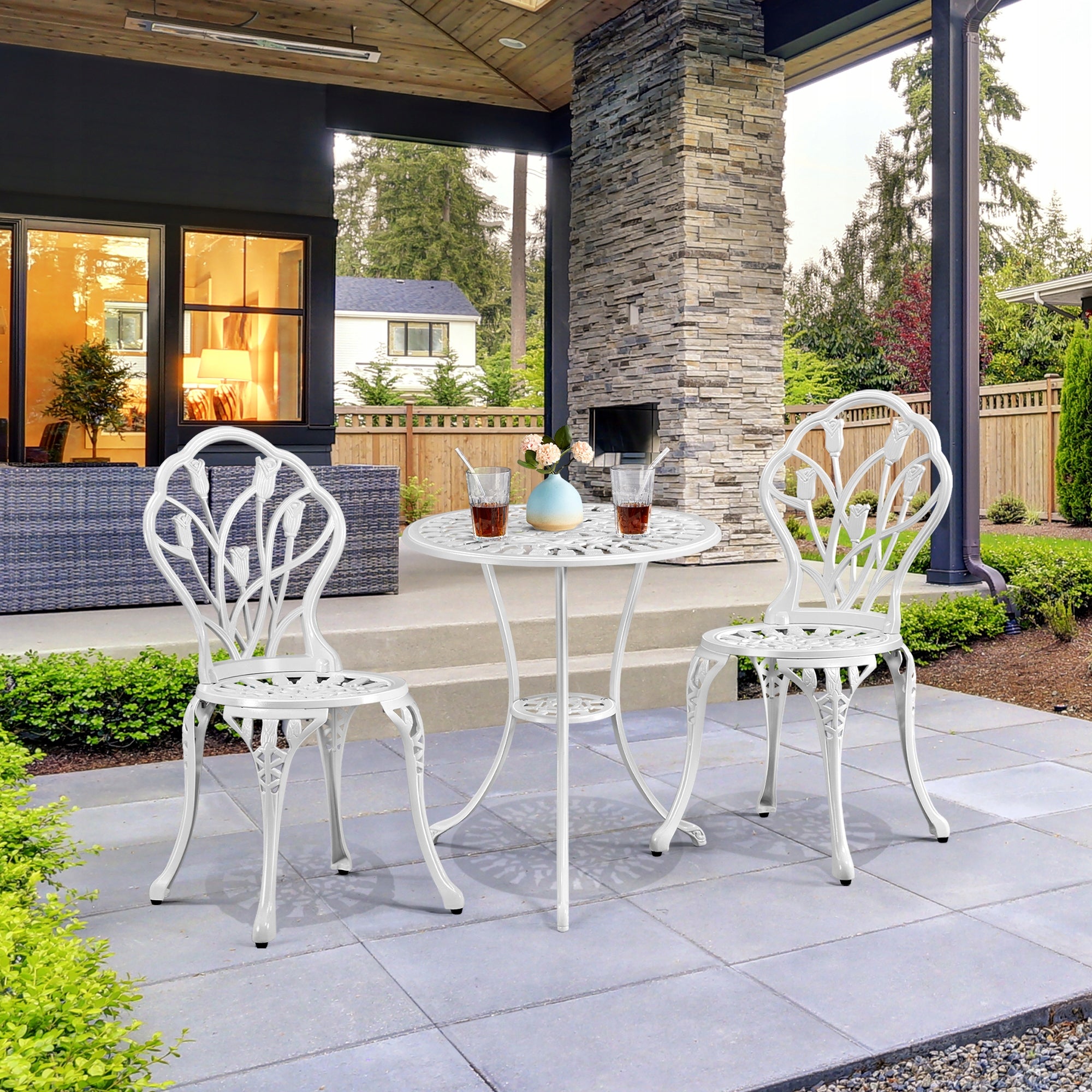 Yaheetech 3-Piece Patio Table Set, 2 Chair 1 White Table Number of items in the set 3
