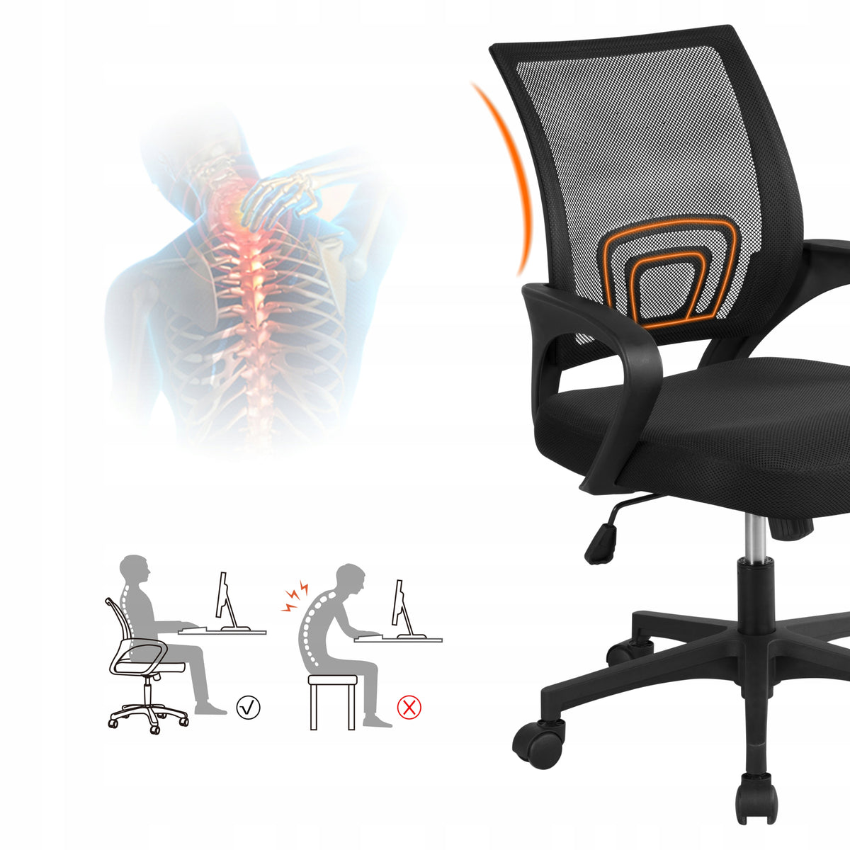 Yaheetech Ergonomic Mesh Office Chair Adjustable Computer Chair Black Brand Yaheetech