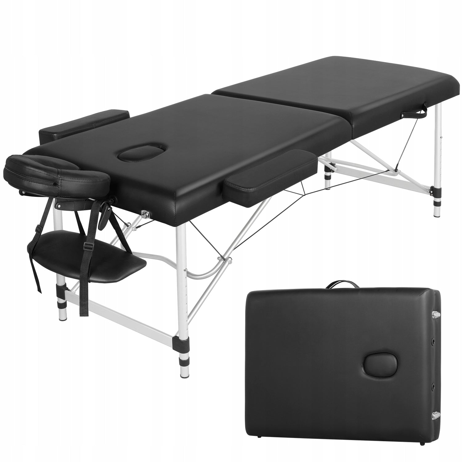 Yaheetech Portable Adjustable Folding Massage Table, 213x70cm, Black