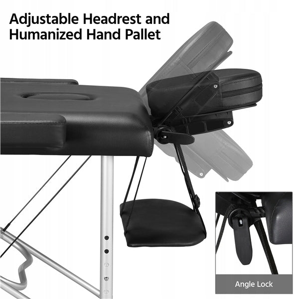 Yaheetech Portable Massage Table, Folding with Headrest, Black 213x80 cm Frame material aluminum