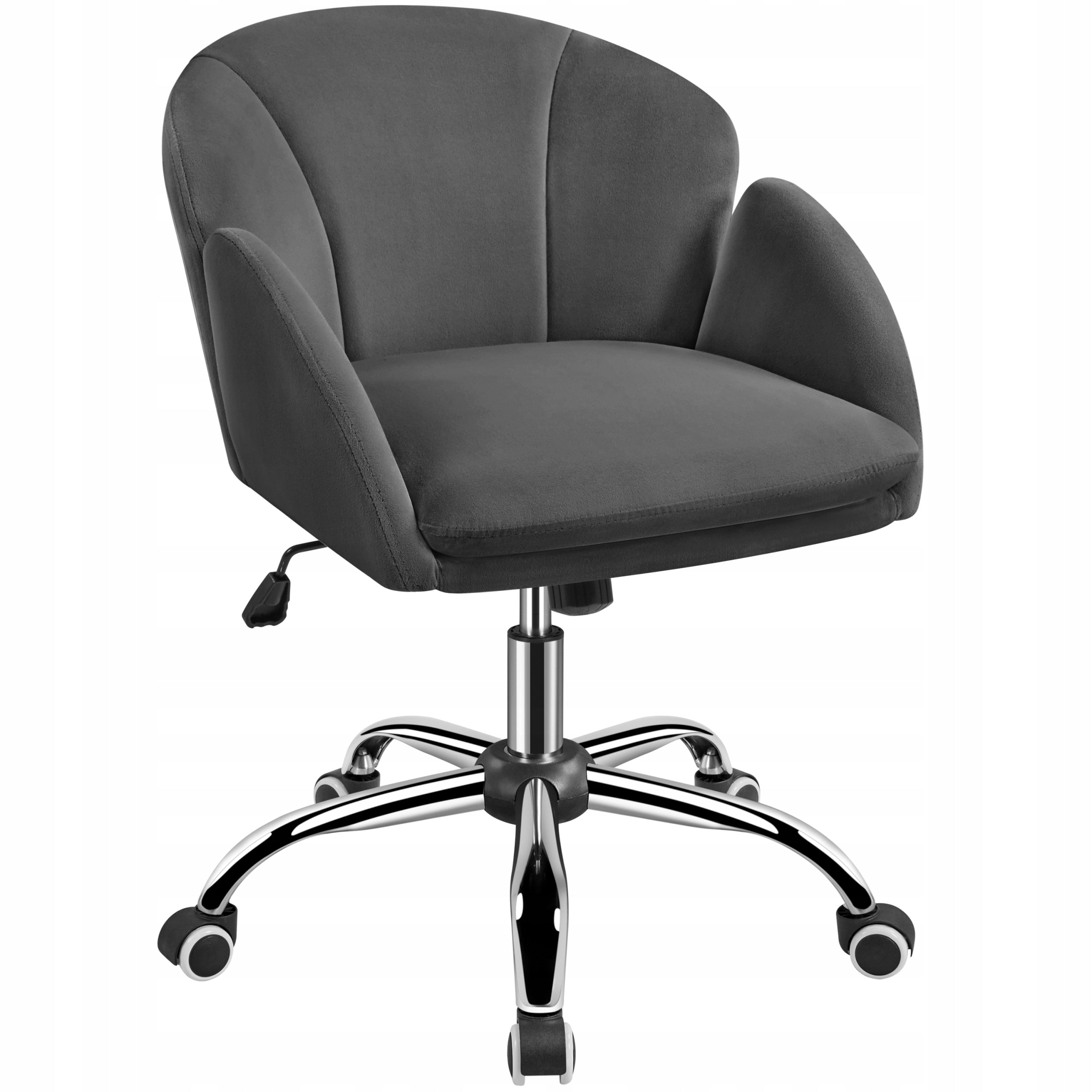 Yaheetech Velvet Rolling Desk Chair with Armrests Dark Grey