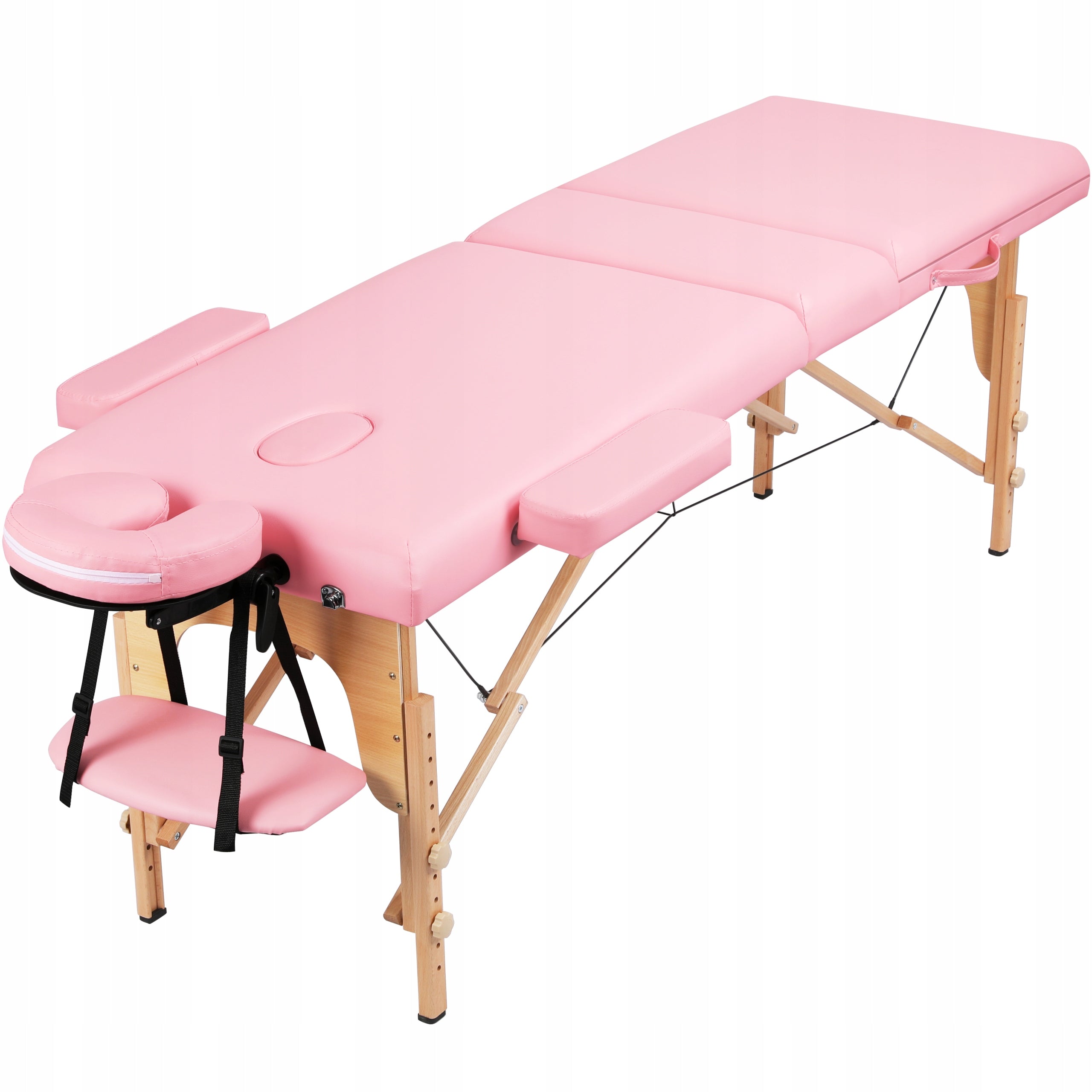 Yaheetech Wooden Adjustable Portable Massage Table, 213x80 cm, Pink Packaging status original