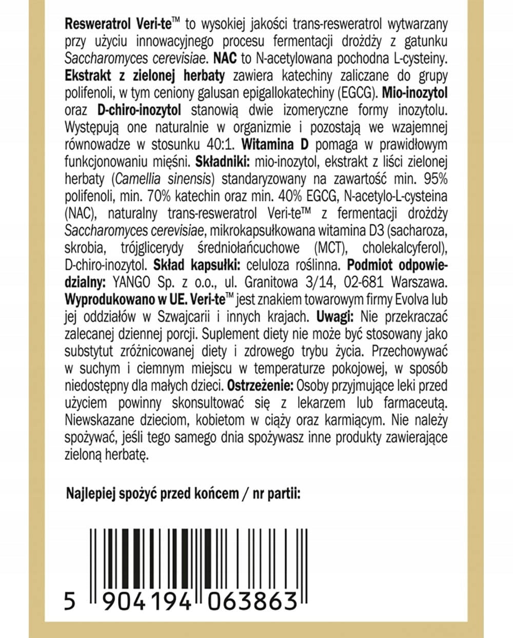 Yango - Endometrium Complex 90 capsules Brand Yango