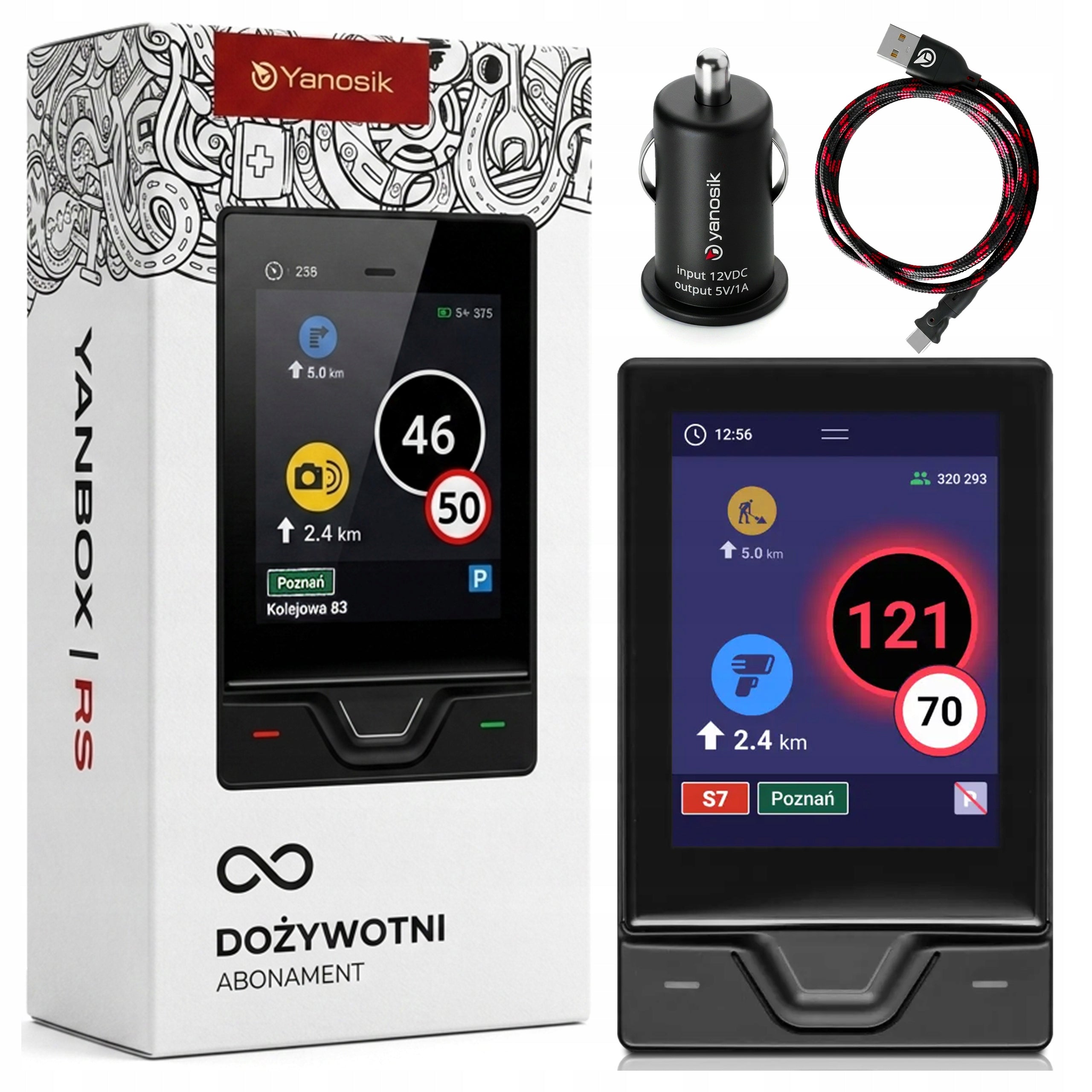 Yanosik RS ANTI-RADAR YANBOX DRIVER ASSISTANT + LIFETIME SUBSCRIPTION ALERTS