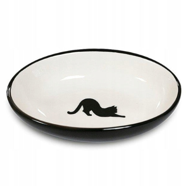 Yarro ceramic cat bowl oval black