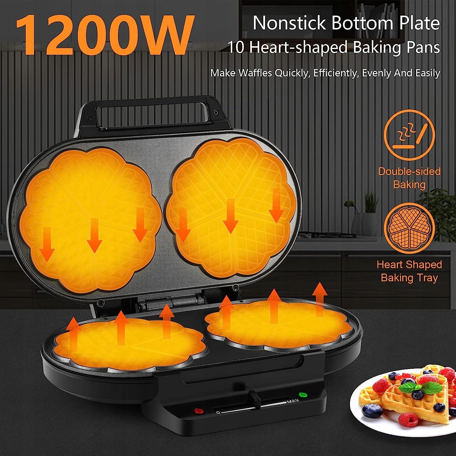 Yashe Waffle Iron SW-2122M 1200W Nonstick 10 Waffle Heart Brand no brand