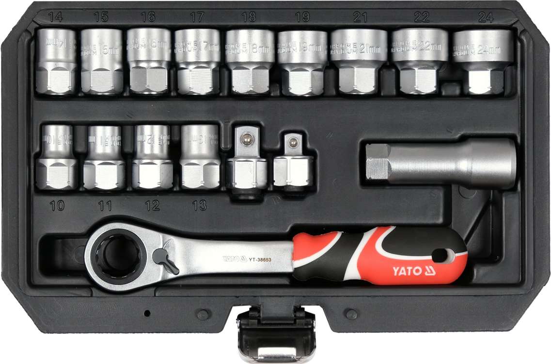 Yato Socket Wrench Set 3/8" 1/2" SPLINE 17 el. Manufacturer code YT-38653